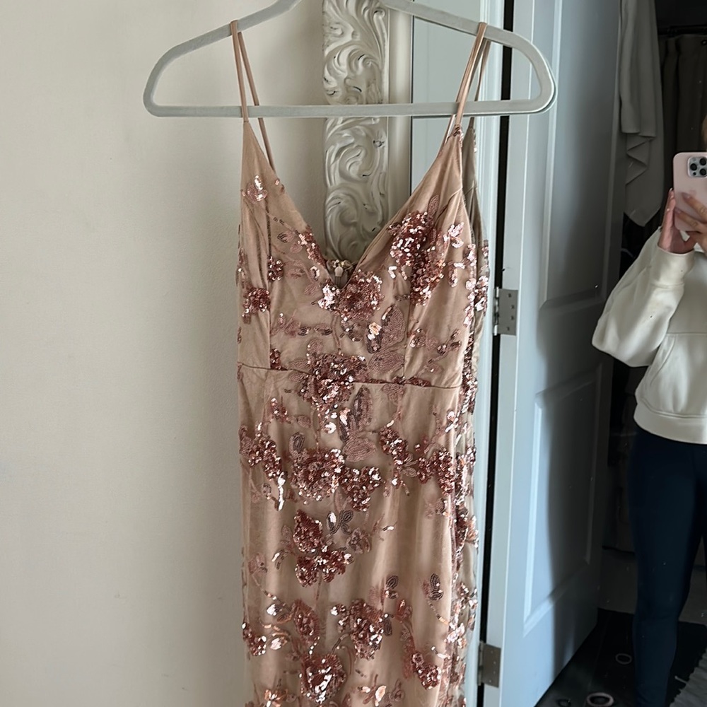 Lulus Shine Language Rose Gold Sequin Mermaid Maxi Dress